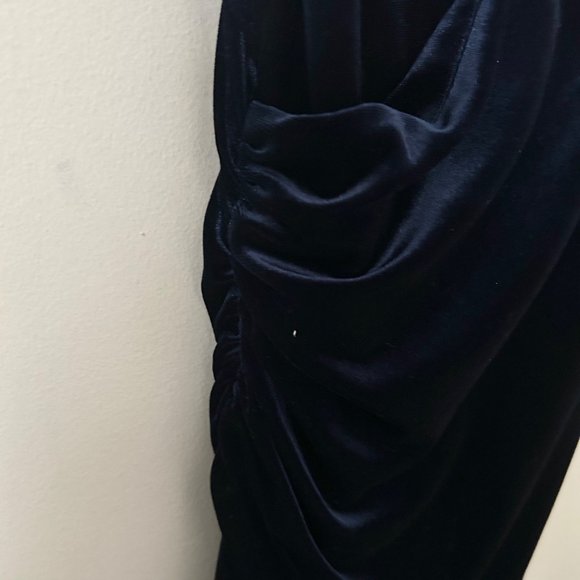 Black Halo Navy Velvet Faux Wrap Mini Dress - Picture 4 of 8